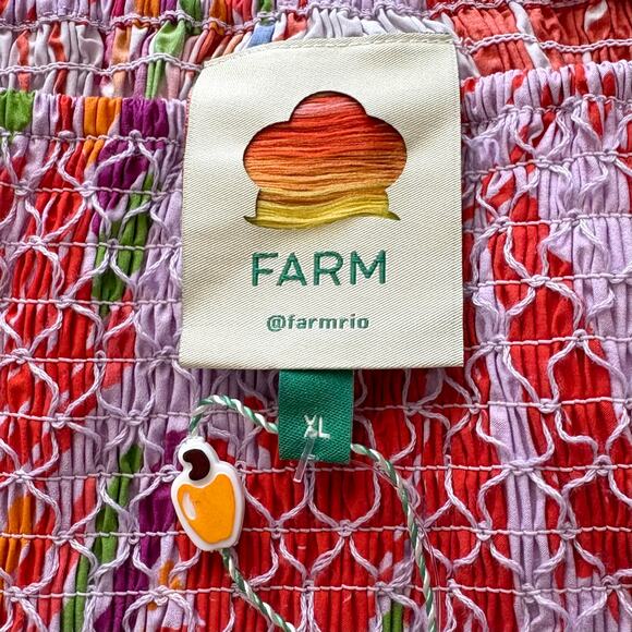 NWT Farm Rio Mixed Colors Birds Smocked Crop Top Size XL - Picture 8 of 13